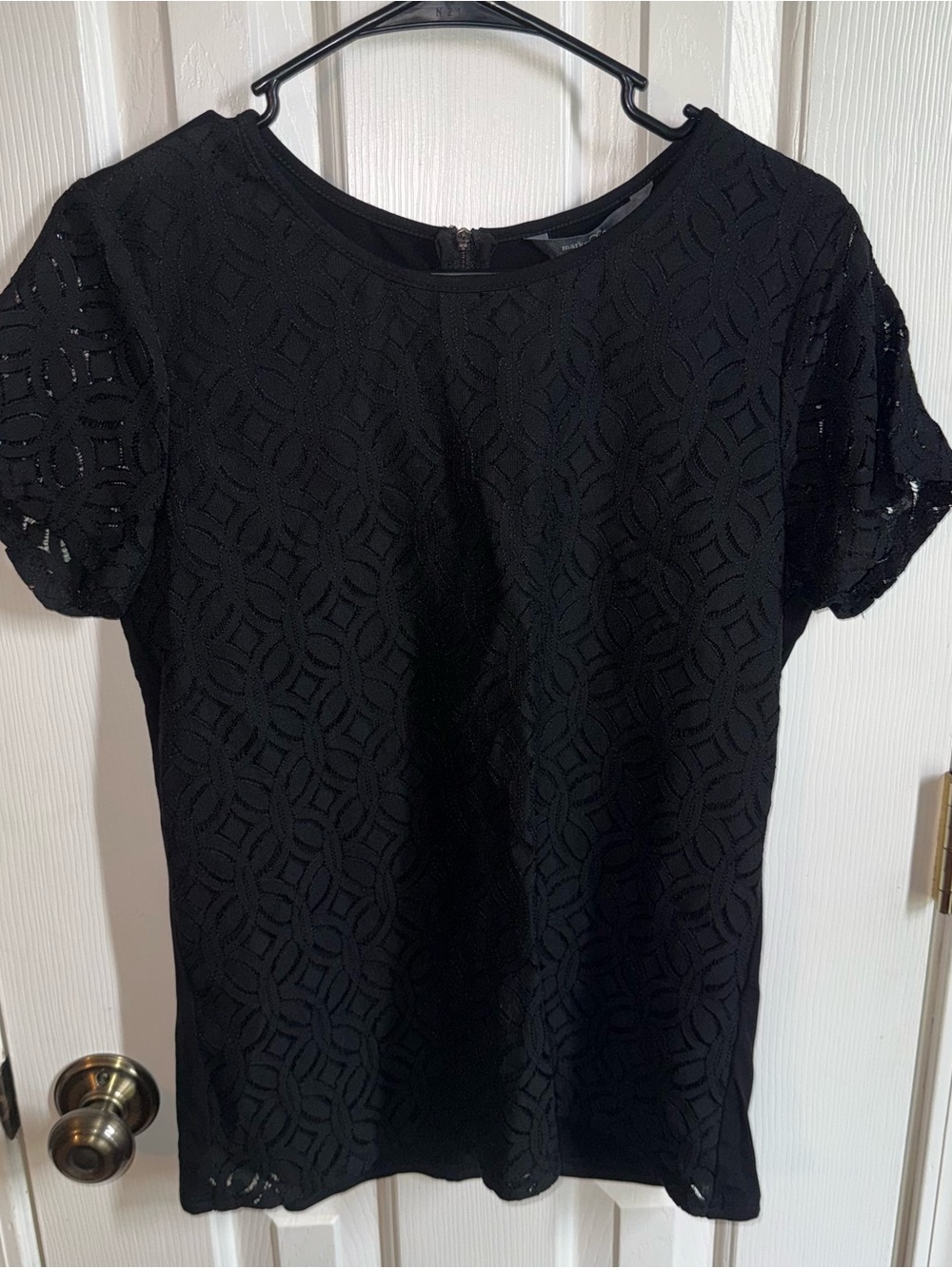 Market & Spruce Black Lace Texture Top